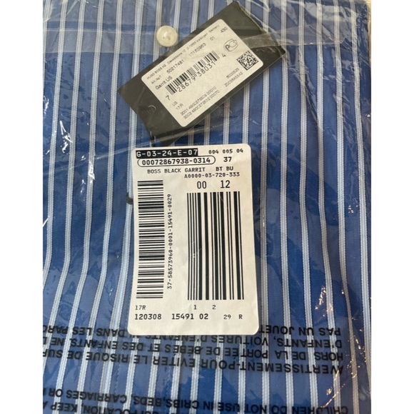 Hugo Boss Striped Dress Shirt. Regular Fit. 17 Neck x 32/33 Sleeve NWT - Picture 4 of 6